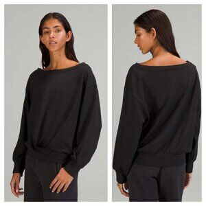 Lululemon Pleated Modal Fleece Pullover Sweatshirt Black 8/M